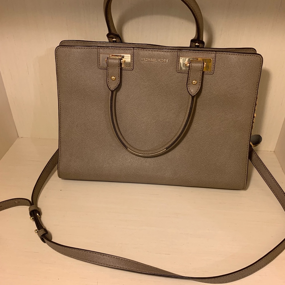 Michael Kors Large Satchel with Straps and Gold Tone Hardware